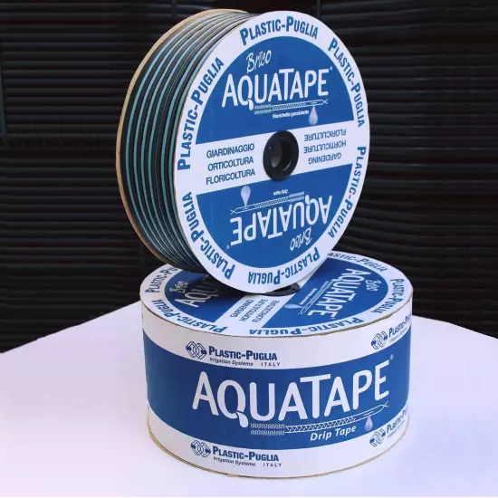 Banda de Picurare Aqua Tape, 1.2 l/h, 6 mil, D-16 mm, 20 cm, 3000m/rola (cu fanta)