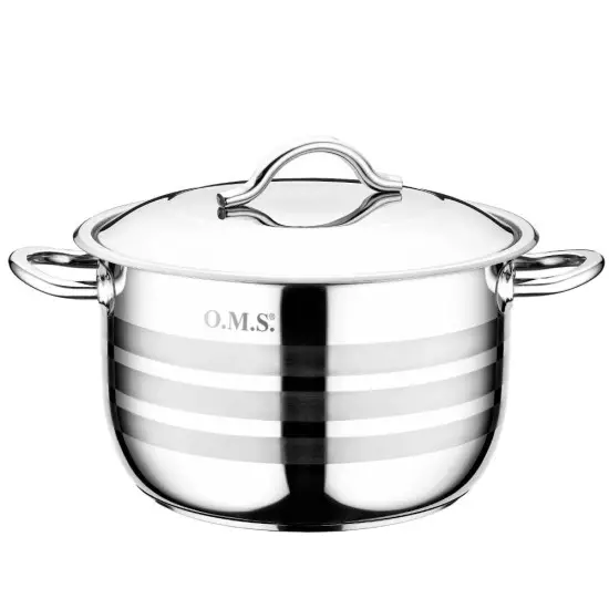 Oala inox OMS 14x8 cm (1.4L) – grosime 0.60 mm, compatibila cu plita inductie, gaz si electrica